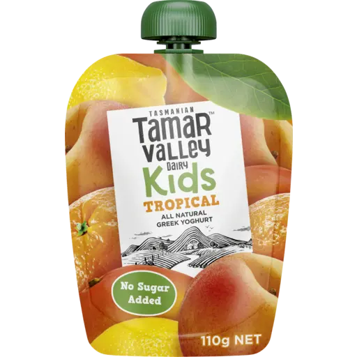 Tamar Valley Dairy Kids Greek Yoghurt Pouch Tropical 110g