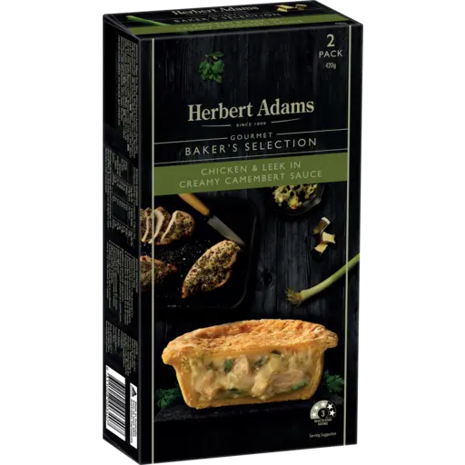 Herbert Adams Creamy Chicken & Leek Pies 2pk 420g