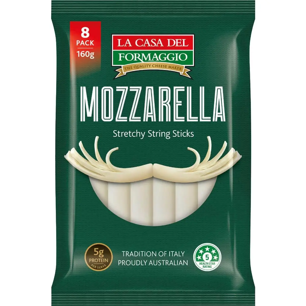 La Casa Del Formaggio Mozzarella String Cheese Sticks 8pk 160 g