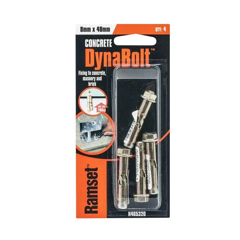 Ramset Dynabolt Gold Passivated 8mm x 40mm (4 Pack)