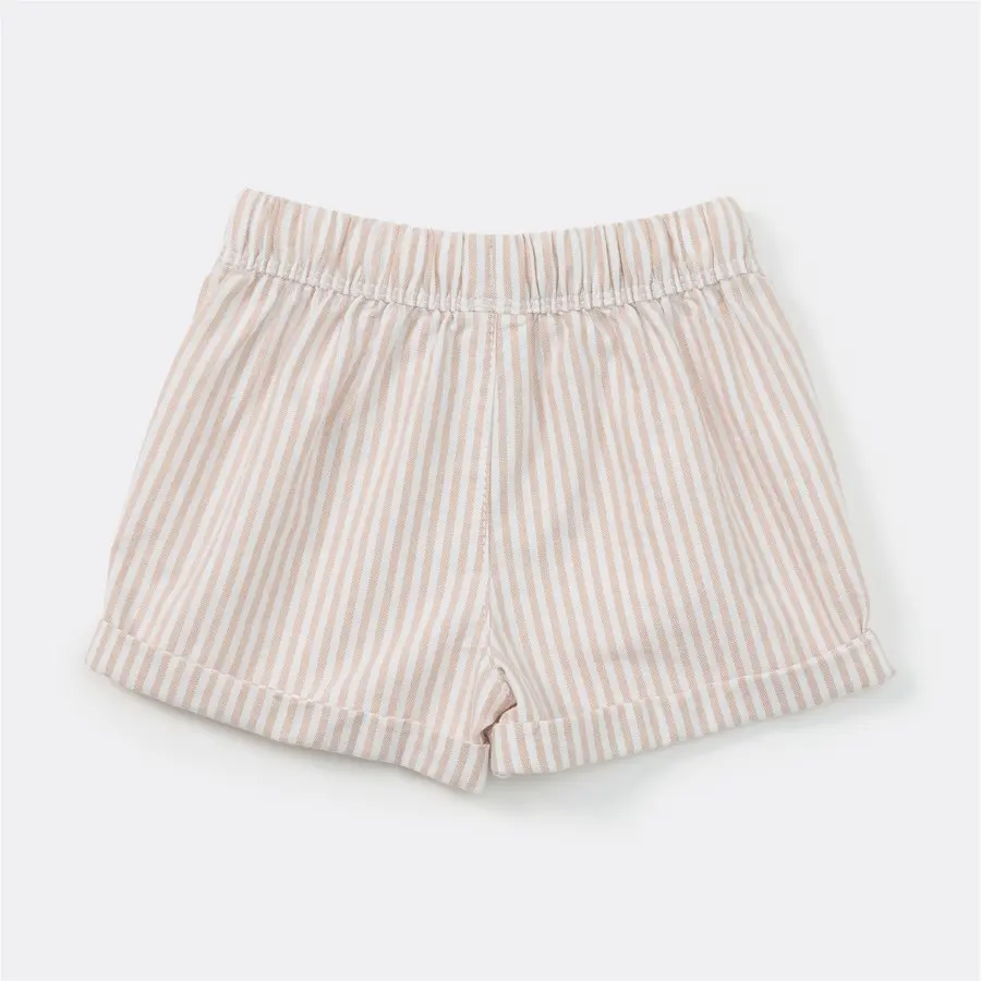 Dymples Baby Striped Oxford Shorts - Brown - Size 1