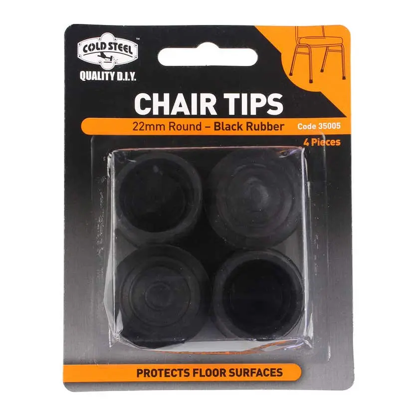 Cold Steel Chair Tips 22mm Round Black Rubber