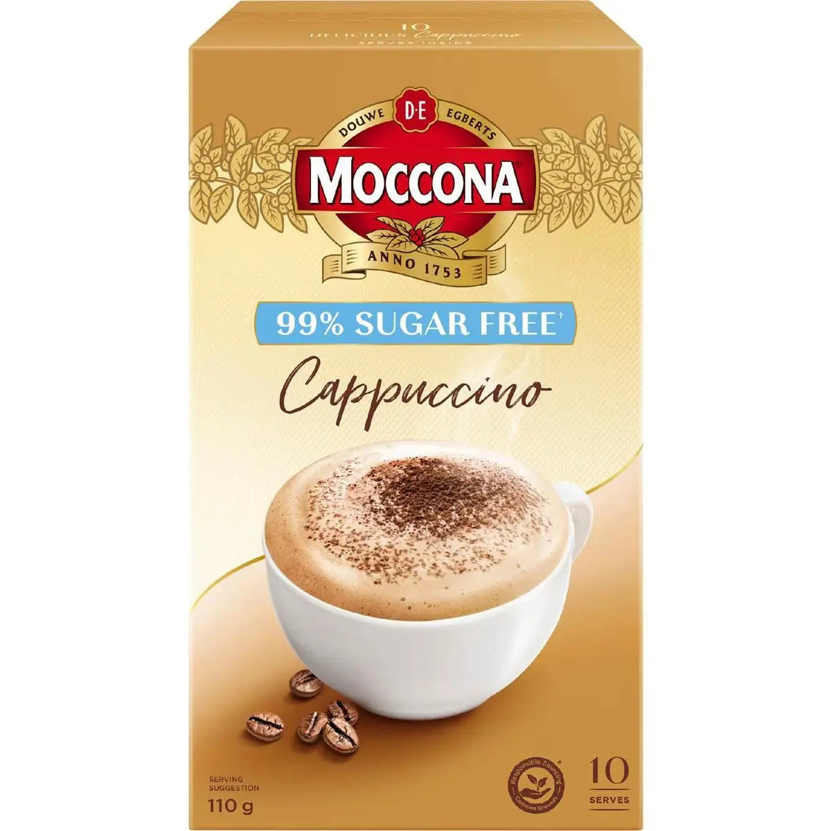 Moccona Sugar Free Coffee Sachets Cappuccino 10 Pack