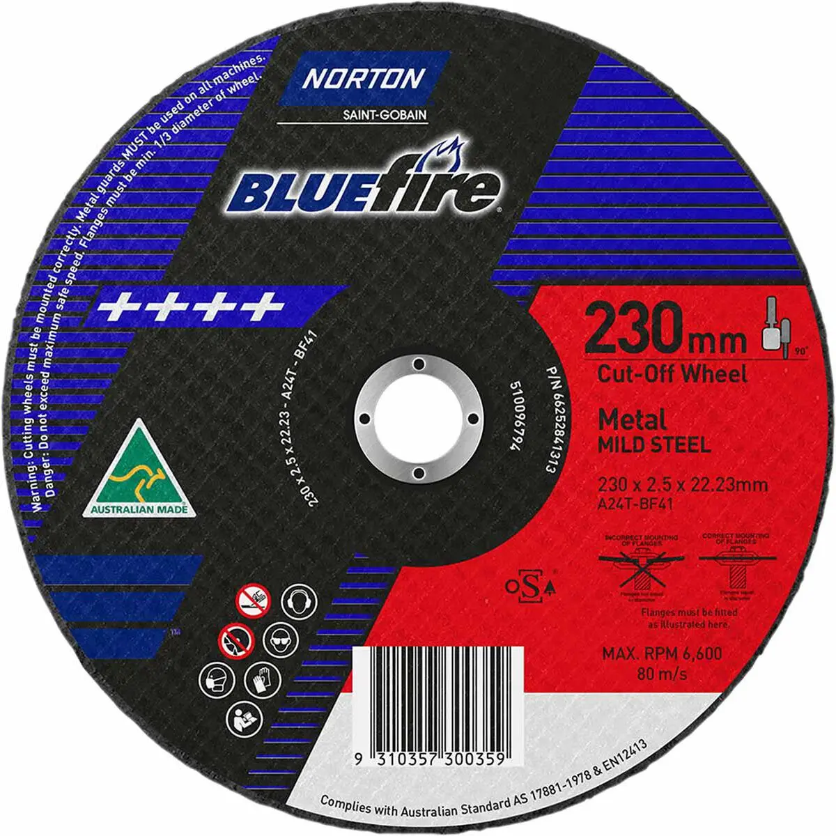 NORTON BLUE FIRE METAL CUT OFF WHEEL 230x2.5x22.2mm