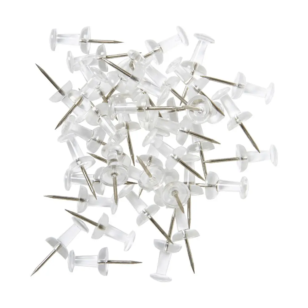 J.Burrows Push Pins Clear 50 Pack