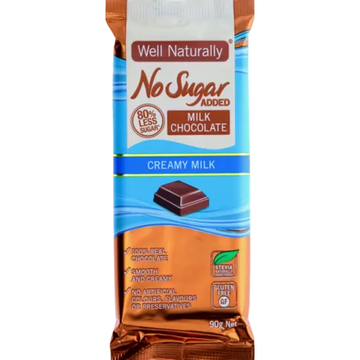 Well Naturally No Added Sugar Milk Chocolate Creamy Milk 90g