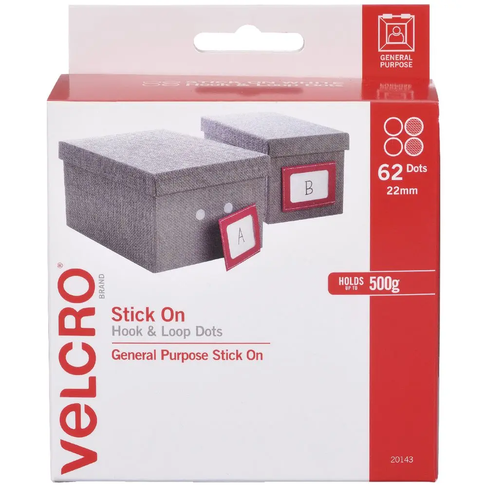 Velcro Brand Stick-On Hook And Loop Dots 22mm