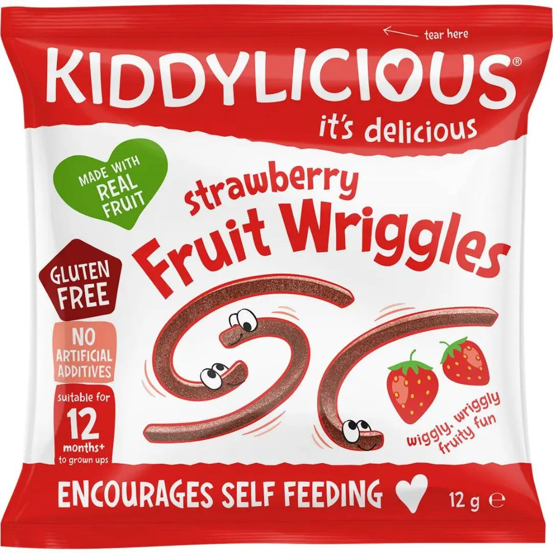 Kiddylicious Strawberry Fruit Wriggles 12+ Months 12g
