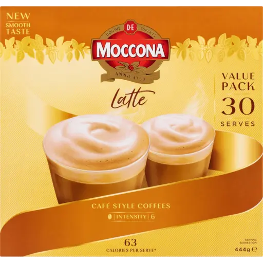 Moccona Coffee sachets Latte 30 Pack