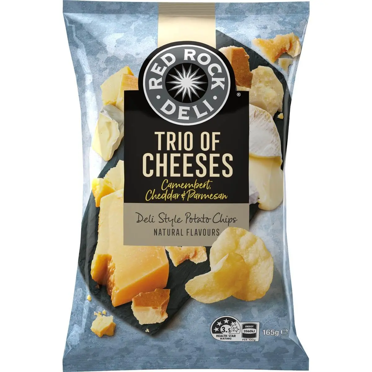 Red Rock Deli Style Potato Chips Trio of Cheese 165g