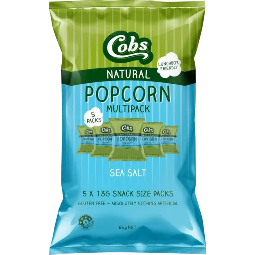 COBS NATURAL POPCORN SEA SALT MULTIPACK 65G