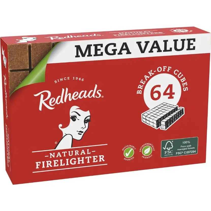 Redheads Natural Firelighters Twin Pack Block 64s