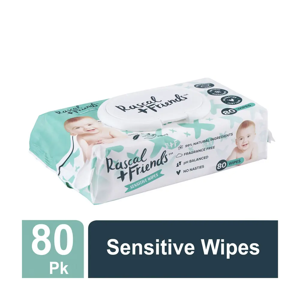 Rascal + Friends Sensitive Wipes 80 Pk