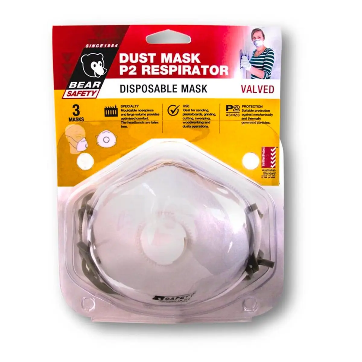 Bear Safety Painters Mask P2 Valved X 3