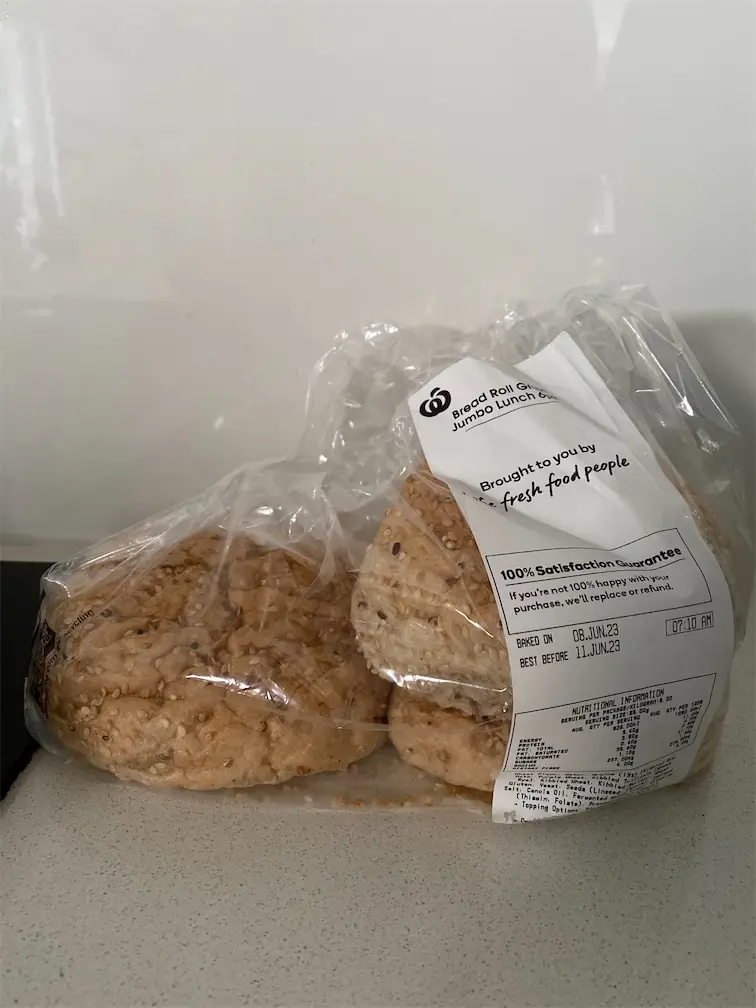 WOOLWORTHS Bread Roll Grain Jumbo Lunch 6 Pack