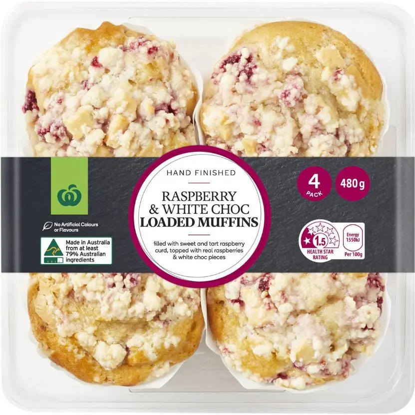 Woolworths Raspberry & White Choc Loaded Muffins