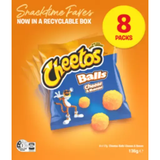 Cheetos Extruded Snacks Cheese & Bacon 136 G