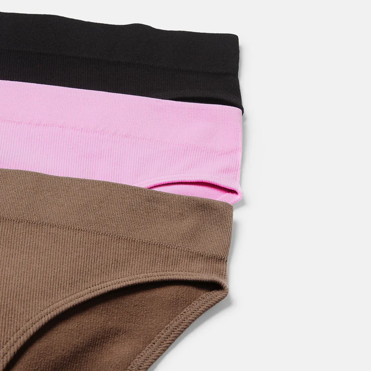 3 Pack Ribbed Seamfree Hi-Waist Bikini Briefs
