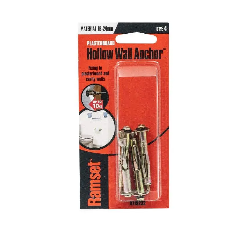 Ramset Hollow Wall Anchor 16mm - 24mm 10kg (4 Pack)