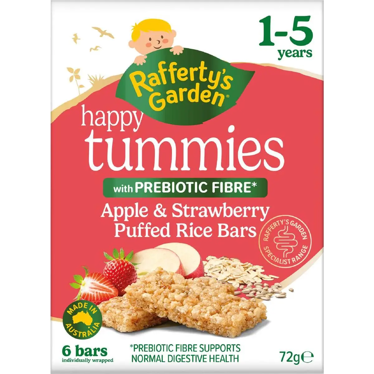 Rafferty's Garden Happy Tummies Apple & Strawberry Bars 72g
