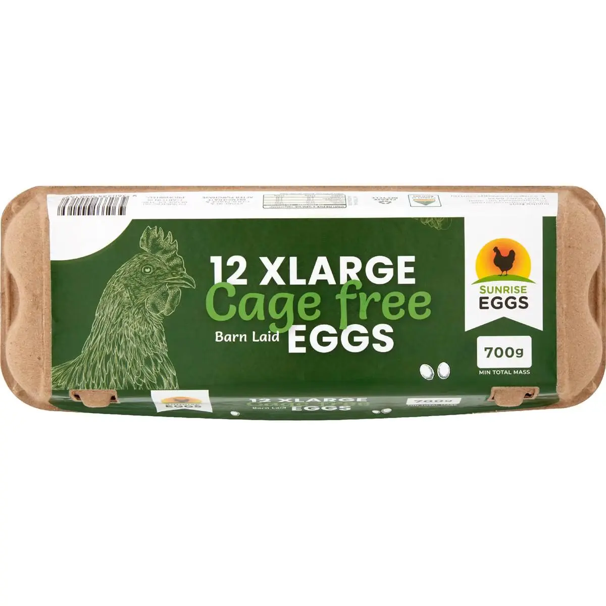 Sunrise 12 XLarge Cage Free Eggs 700g