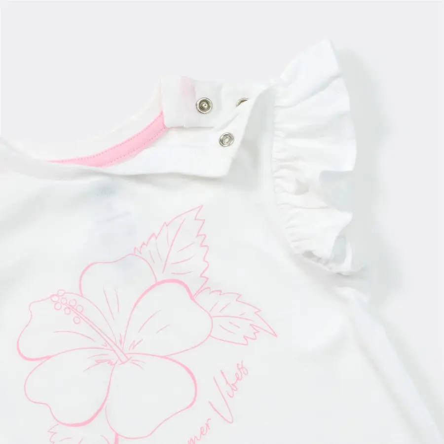 Dymples Baby Floral Print Playtime Tee - White - Size 2