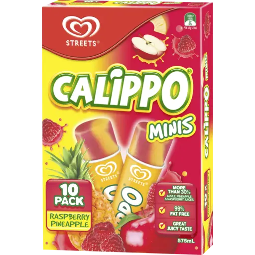 Calippo Mini Water Ice Raspberry Pineapple 10 X 60 ML