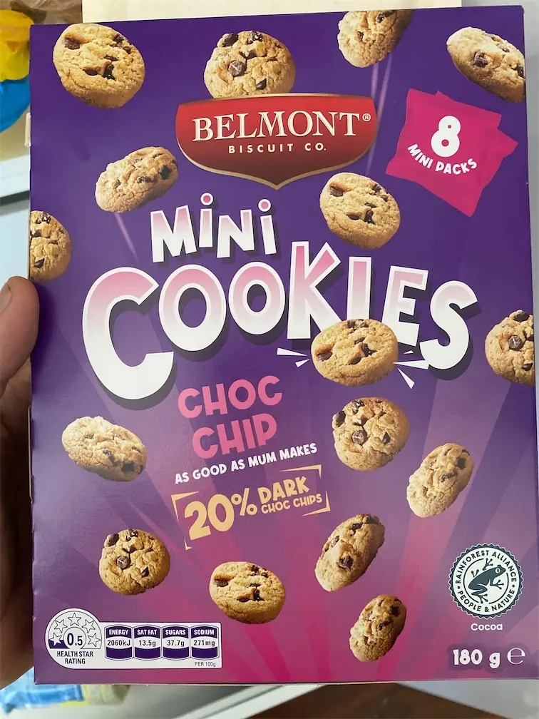 Belmont Mini Choc Chip Cookies 8 Pack 180g