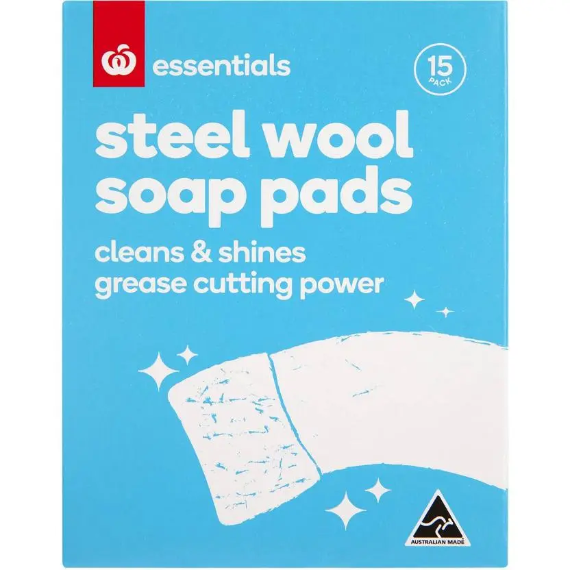 Woolworths Essentials Steel Wool Soap Pads 15 Pack