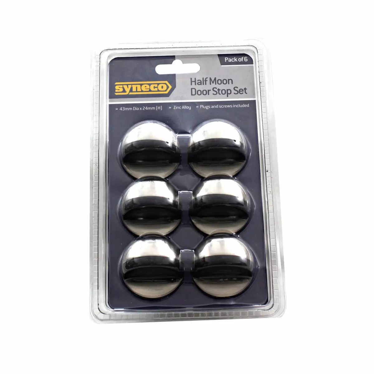 Syneco 6 Piece Brushed Nickel Half Moon Door Stop Set