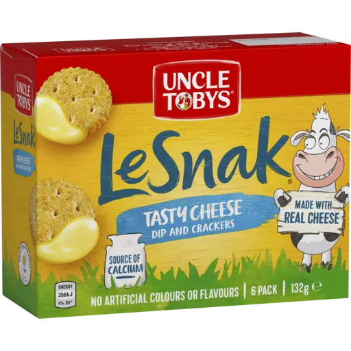 Uncle Tobys Le Snak Tasty Cheese Dip & Crackers 6 pack 132g