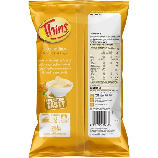 Thins Potato Chips Cheese & Onion 175g