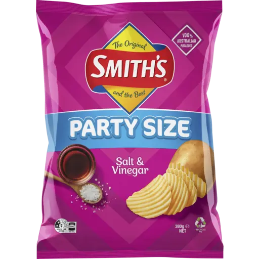 Smith's Crinkle Cut Potato Chips Salt And Vinegar 380 G