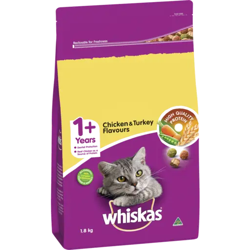WHISKAS Adult Chicken Turkey 1.8kg