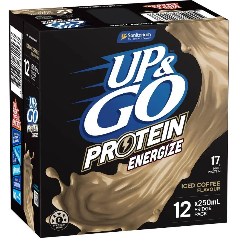 SANITARIUM UP&GO PROTEIN ENERGIZE LIQUID BREAKFAST COFFEE 12X250ML