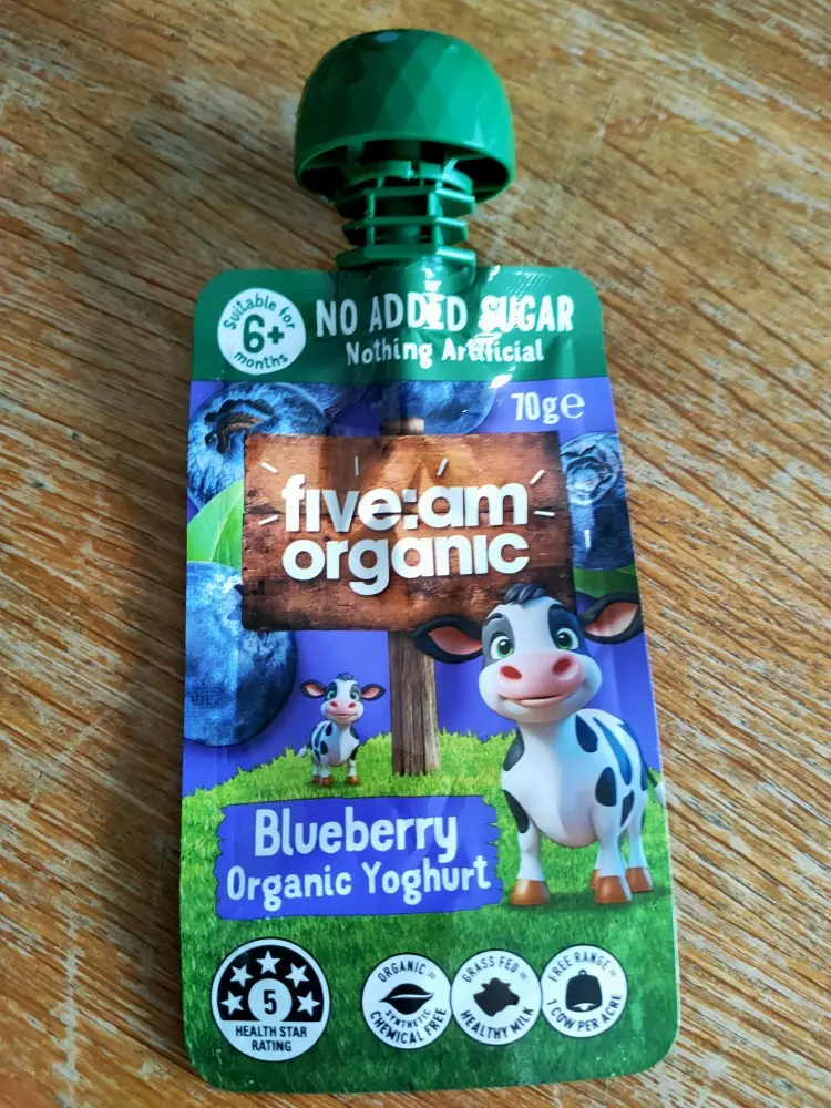 Five:am No Added Sugar Yoghurt Pouch Blueberry 70g