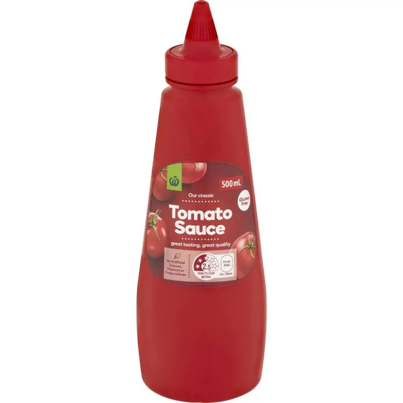 Woolworths Tomato Sauce Squeeze 500mL