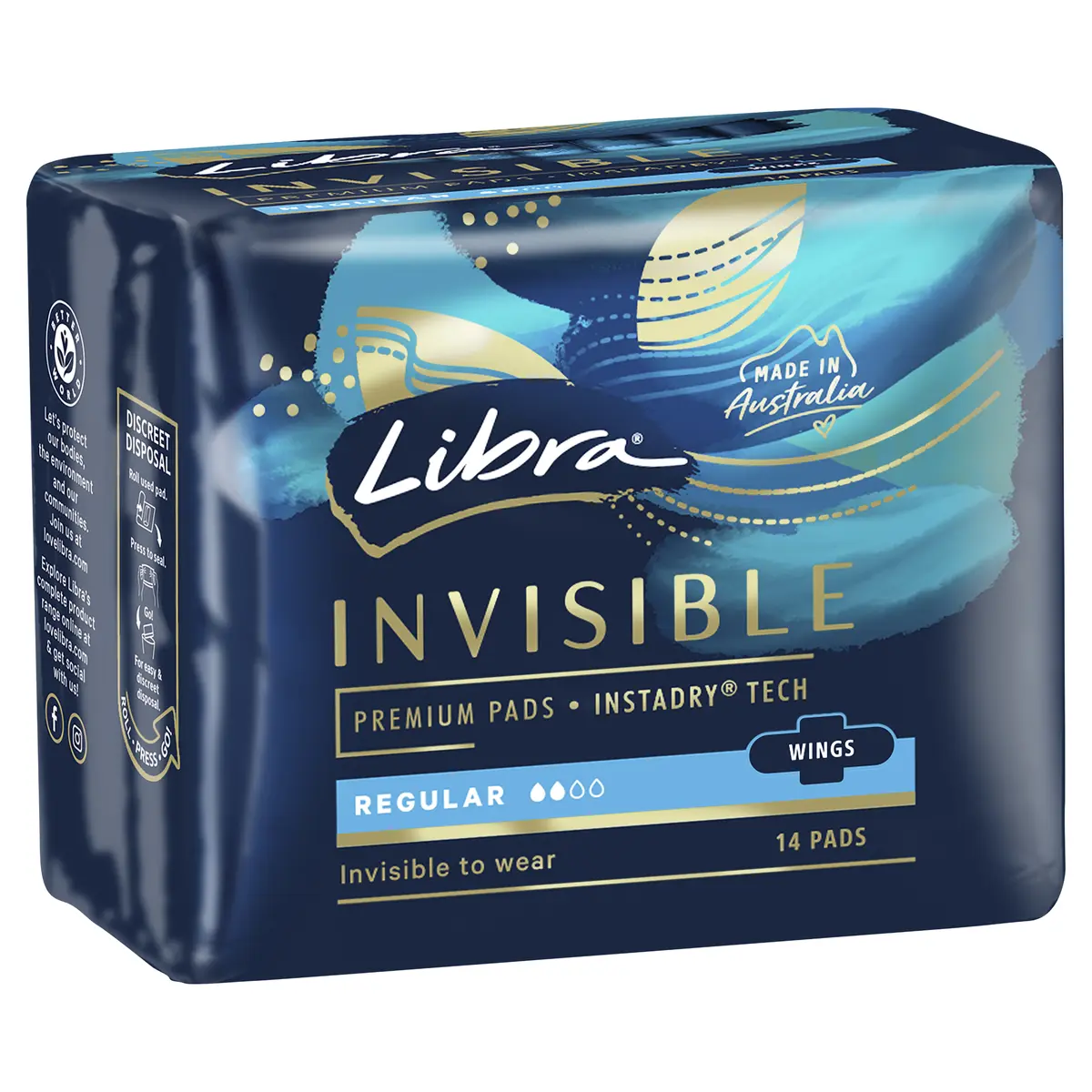 LIBRA INVISIBLE PADS REGULAR WINGS 14EA