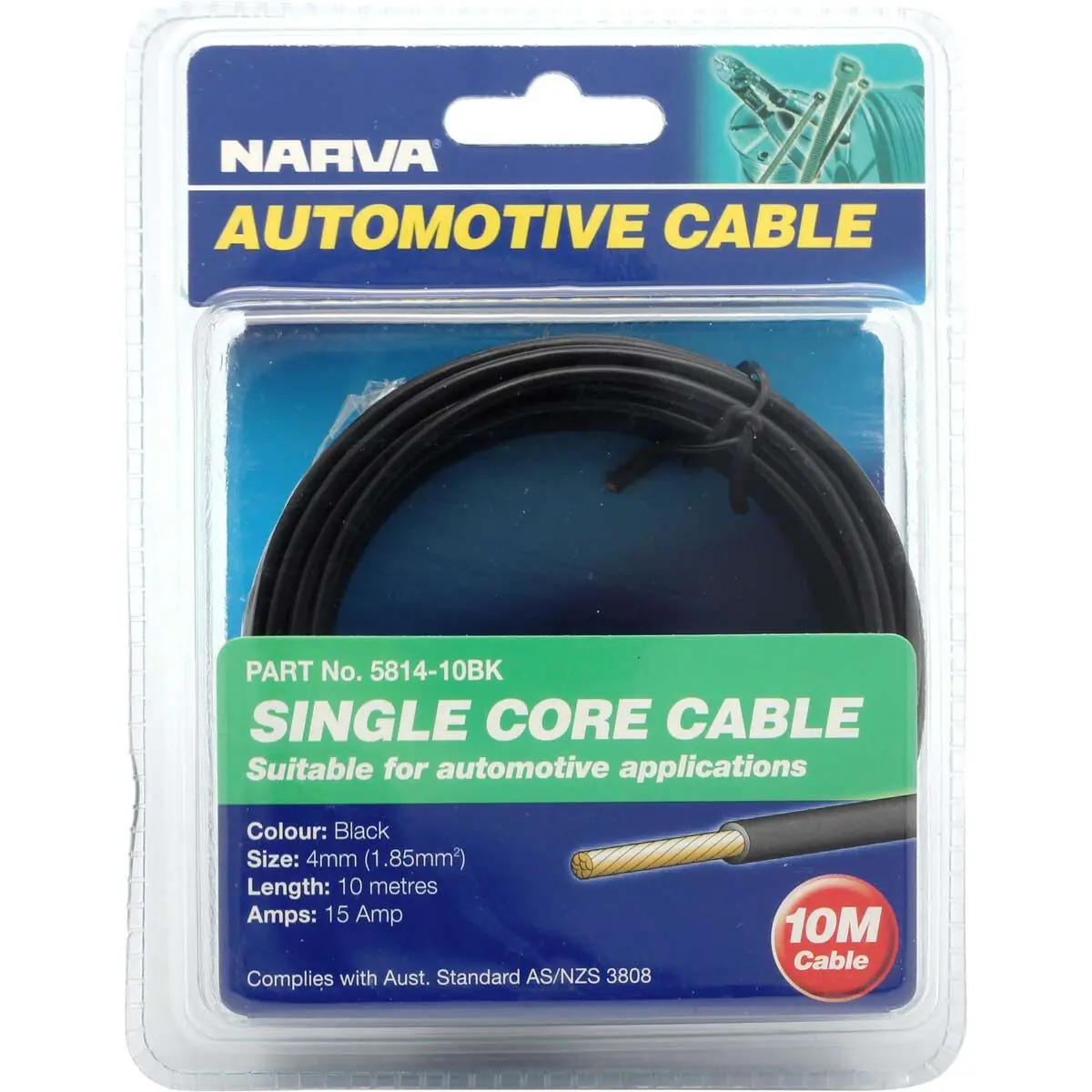 Narva Cable Single 4MM 15AMP 10M Black