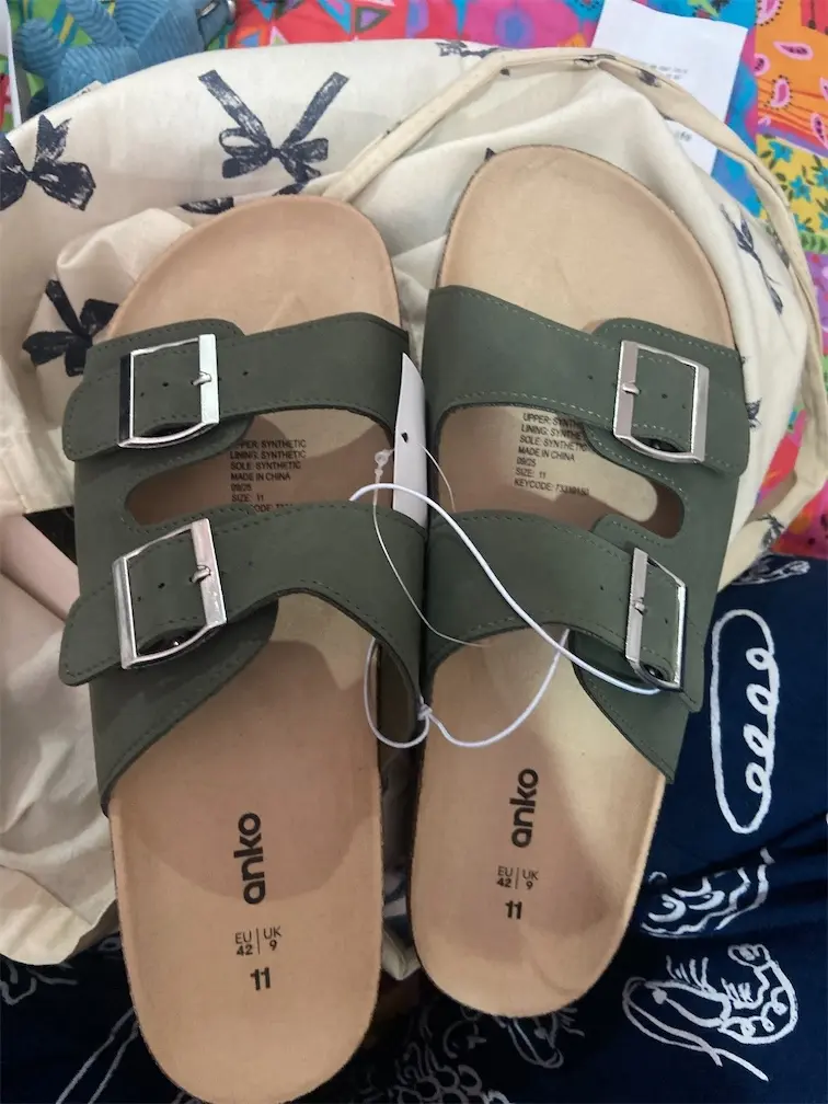 Two Band Buckle Footbed Slides
