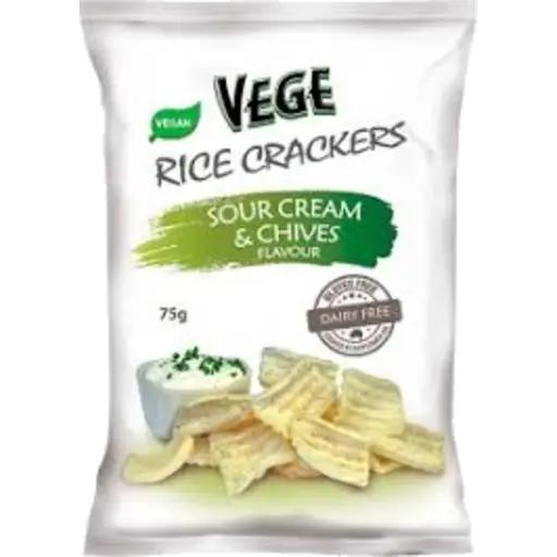 AJITAS VEGE RICE CRACKERS SOUR CREAM & CHIVES 75g