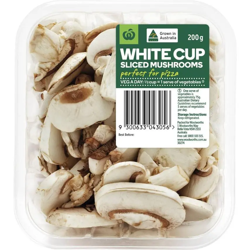 Woolworths White Cup Sliced Mushroom Punnet