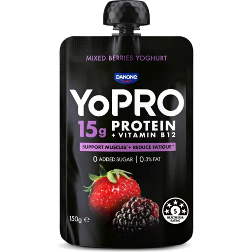 Danone YoPRO High Protein Yoghurt Pouch Mixed Berries 150g