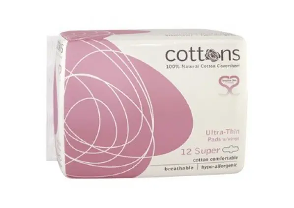 Cottons Organic Ultra Thin Super Pads 12 Pack