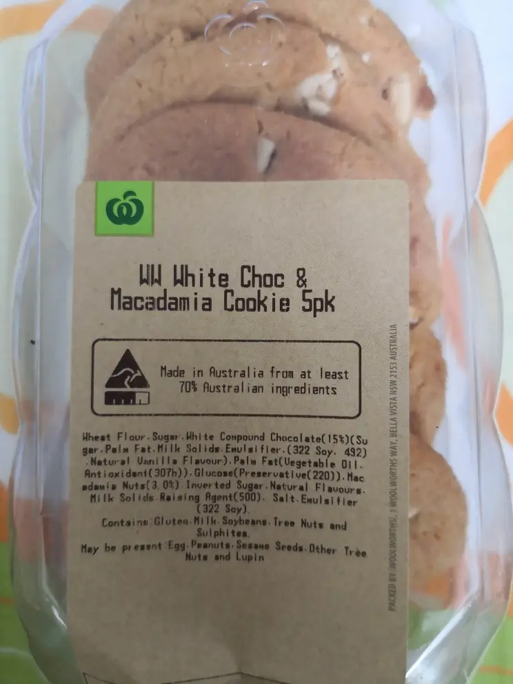 WW White Choc & Macadamia Cookie 5pk