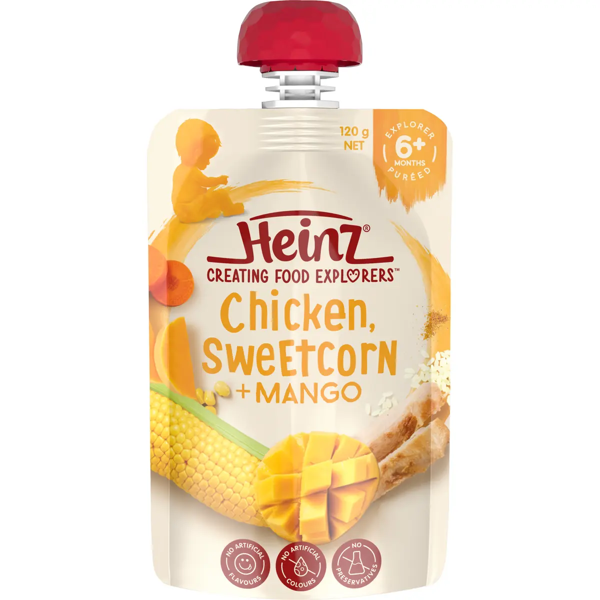Heinz Chicken, Sweetcorn + Mango Pouch 120g