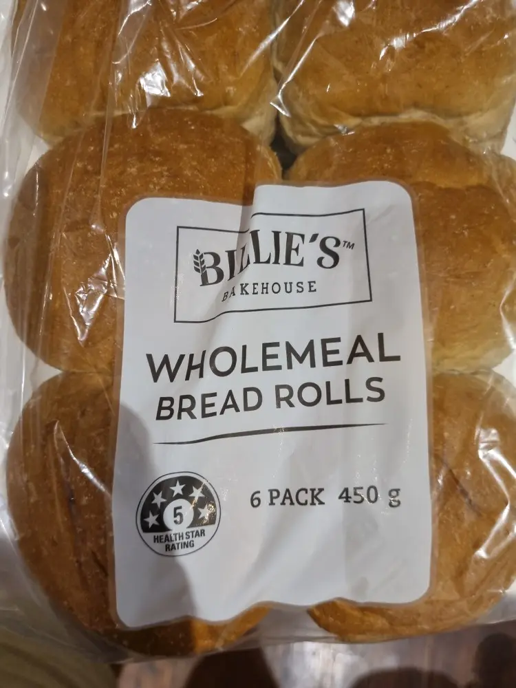Billie's Wholemeal Bread Rolls 6 Pack 450g