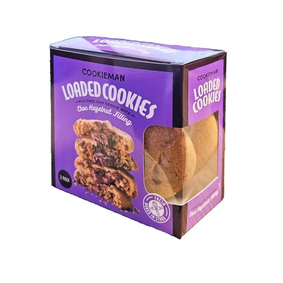 Cookie Man Loaded Cookies Milk Choc Hazelnut 2 Pack 100g