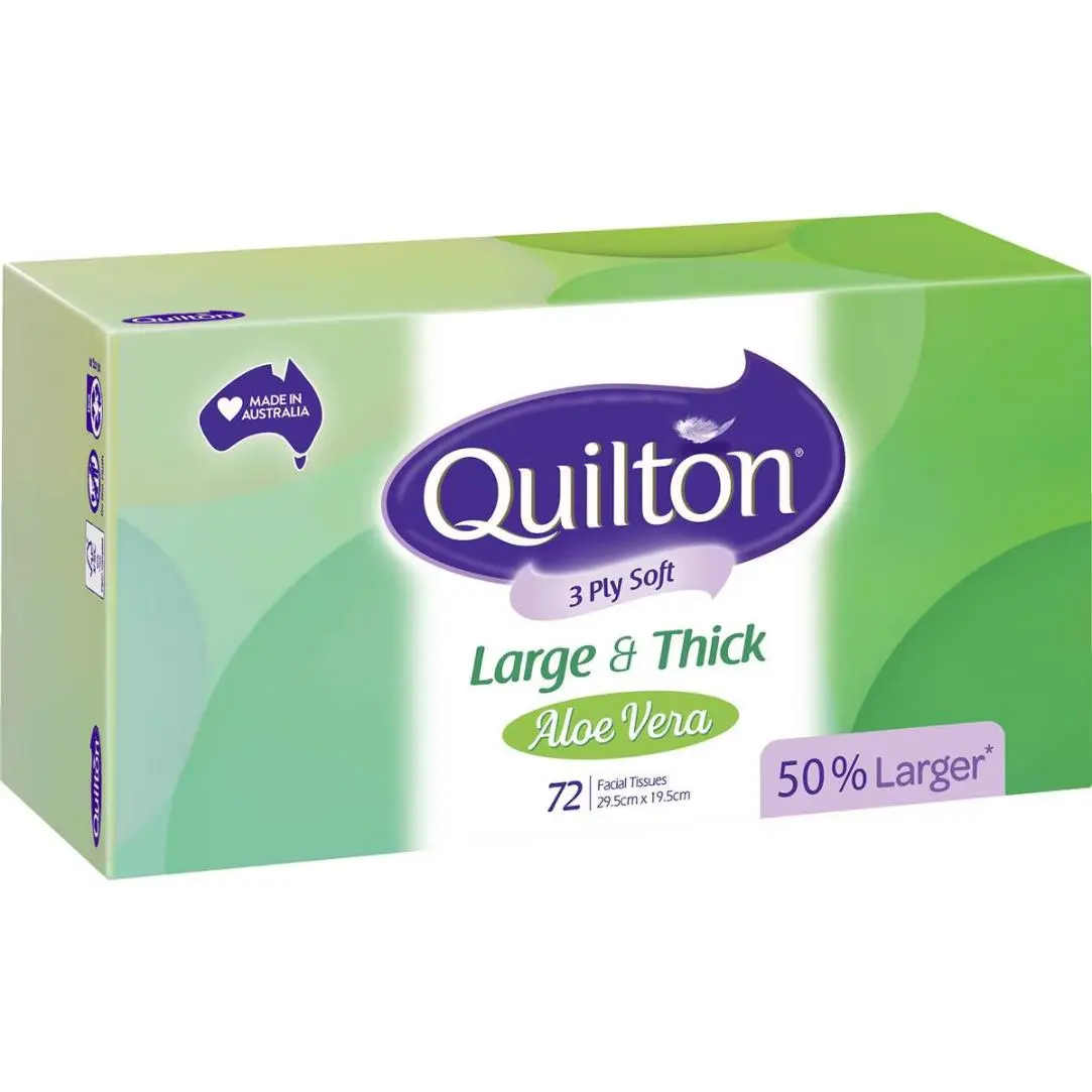 Quilton 3 Ply Large & Thick Aloe Vera Facial Tissue