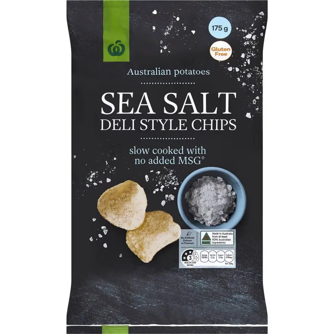 Woolworths Sea Salt Deli Style Chips 175g